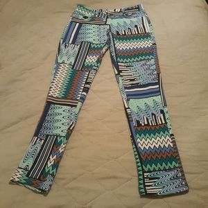 Shylo Multicolor Tribal Geometric Printed Cotton Trouser Leggings Size M